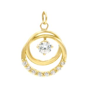 پلاک طلا دایره ای نگین دار کد P005