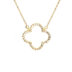 گردنبند طلا طرح گل نگین دار کد N005