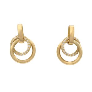 گوشواره طلا دایره ای نگین دار کد E005