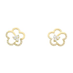 گوشواره طلا طرح گل کد E006