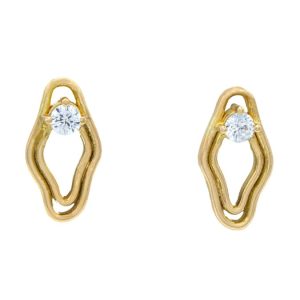 گوشواره طلا نگین دار طرح لوزی کد E004