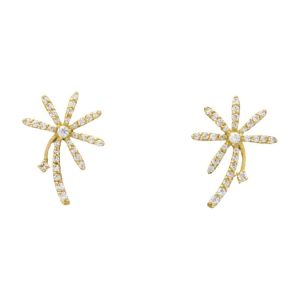 گوشواره طلا نگین دار طرح درخت نخل کد E010