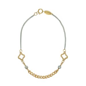 دستبند طلا طرح گوی و گل کد B024