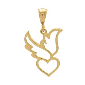پلاک طلا طرح قلب بال دار کد P050